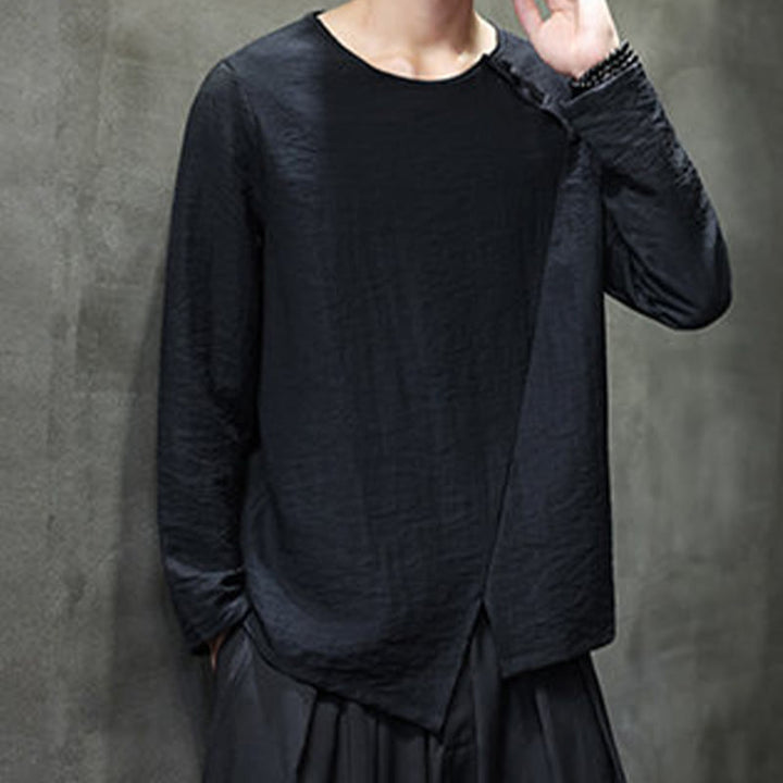 Buddha Stones Fall Solid Rundhals Langarm T-Shirt Baumwolle Männer Kleidung - image 27