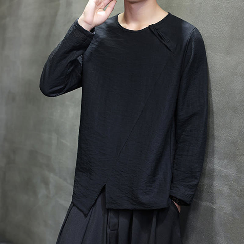 Buddha Stones Fall Solid Rundhals Langarm T-Shirt Baumwolle Männer Kleidung - image 24