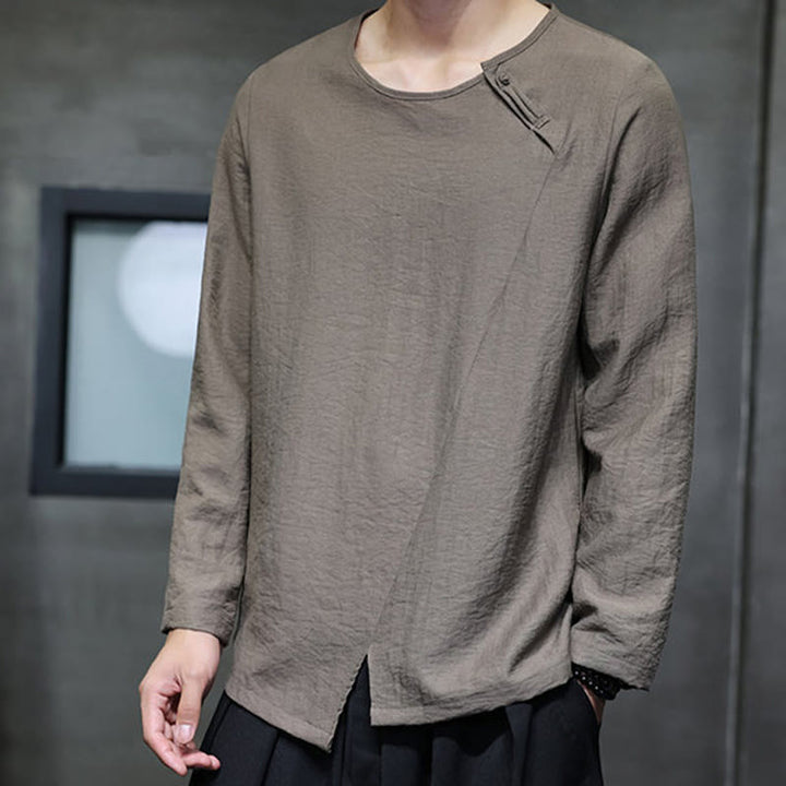 Buddha Stones Fall Solid Rundhals Langarm T-Shirt Baumwolle Männer Kleidung - image 33