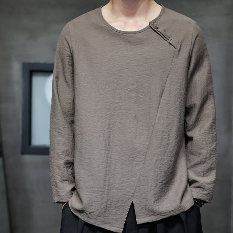 Buddha Stones Fall Solid Rundhals Langarm T-Shirt Baumwolle Männer Kleidung - image 34