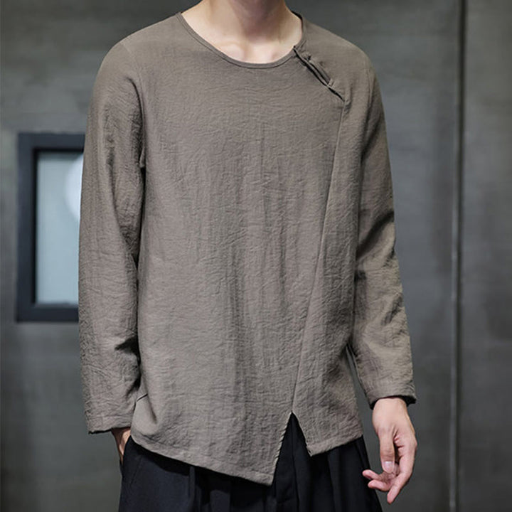 Buddha Stones Fall Solid Rundhals Langarm T-Shirt Baumwolle Männer Kleidung - image 36