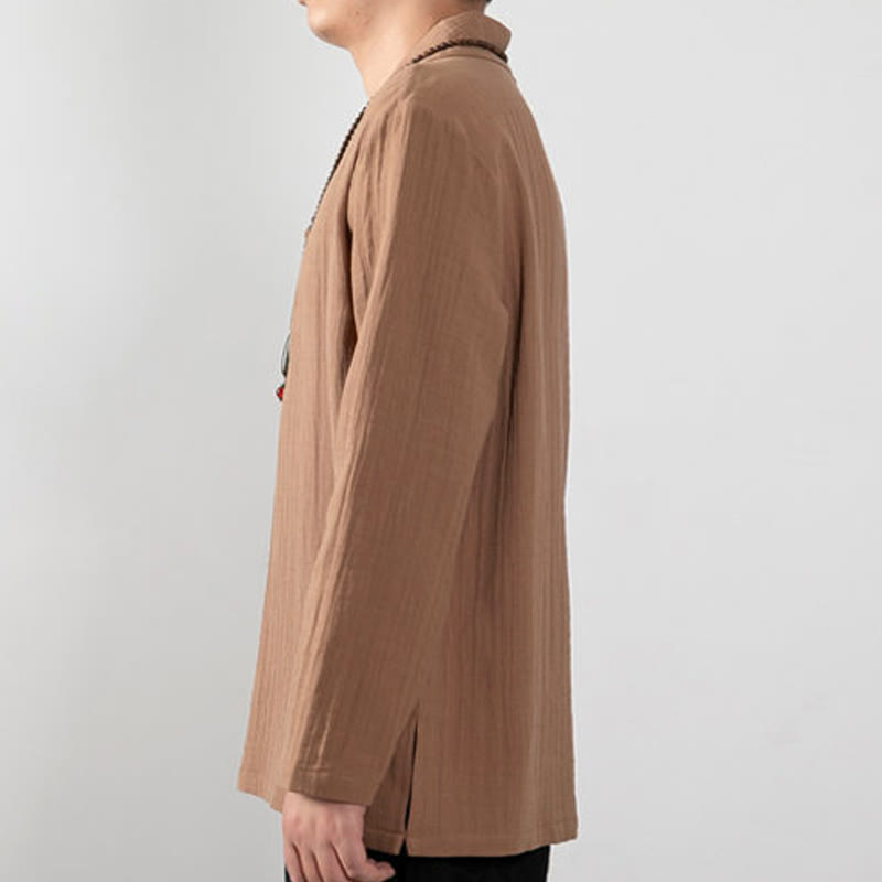 Buddha Stones Fall Einfaches V-Ausschnitt Langarm T-Shirt Baumwolle Herren Kleidung - image 3