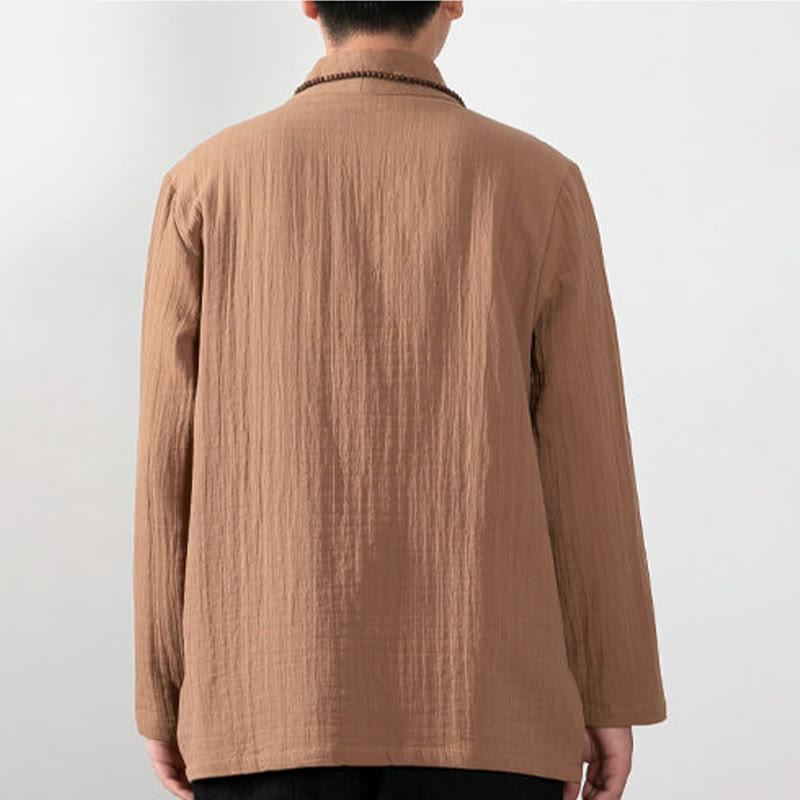 Buddha Stones Fall Einfaches V-Ausschnitt Langarm T-Shirt Baumwolle Herren Kleidung - image 2