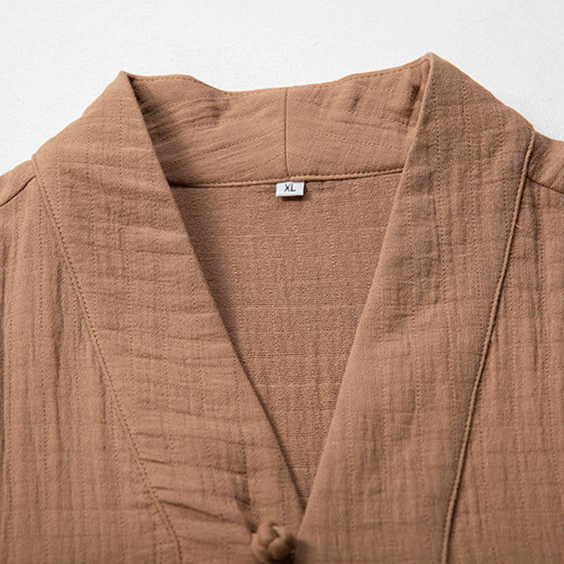 Buddha Stones Fall Einfaches V-Ausschnitt Langarm T-Shirt Baumwolle Herren Kleidung - image 6