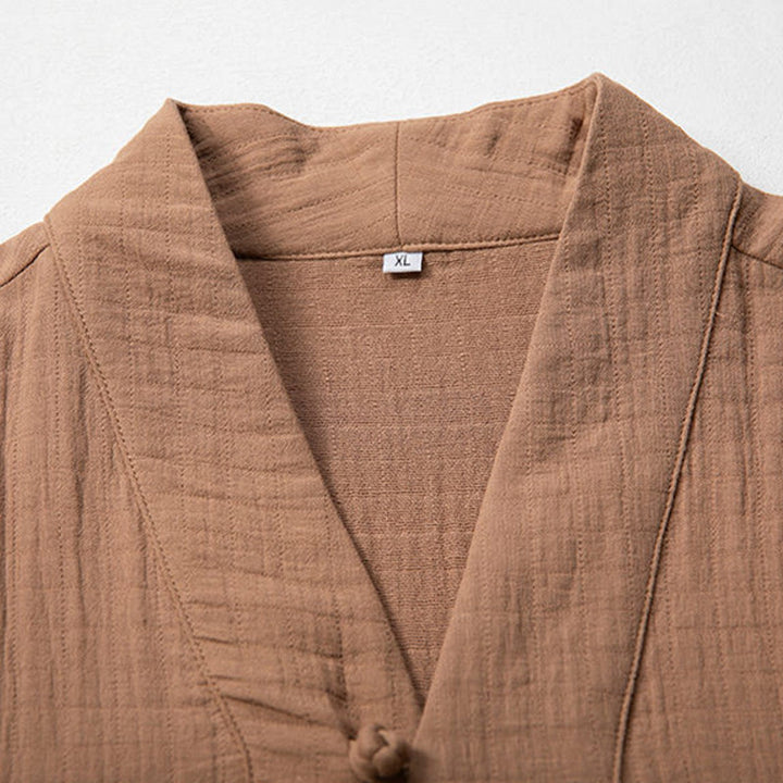 Buddha Stones Fall Einfaches V-Ausschnitt Langarm T-Shirt Baumwolle Herren Kleidung - image 6