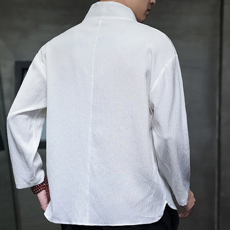 Buddha Stones Einfaches V-Ausschnitt Langarm T-Shirt Herren Kleidung - image 2