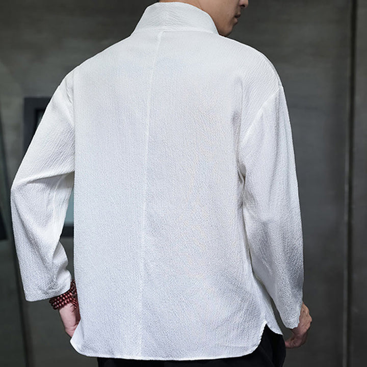 Buddha Stones Einfaches V-Ausschnitt Langarm T-Shirt Herren Kleidung - image 2