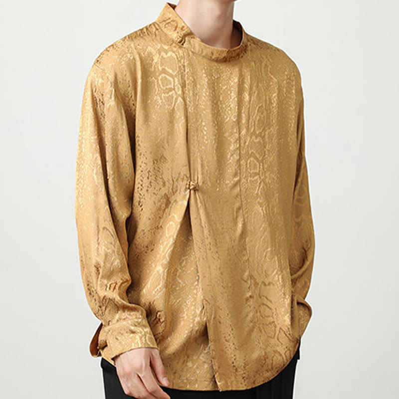 Buddha Stones Fall Jacquard Langarmhemd mit Froschknöpfen Herren Kleidung - image 8