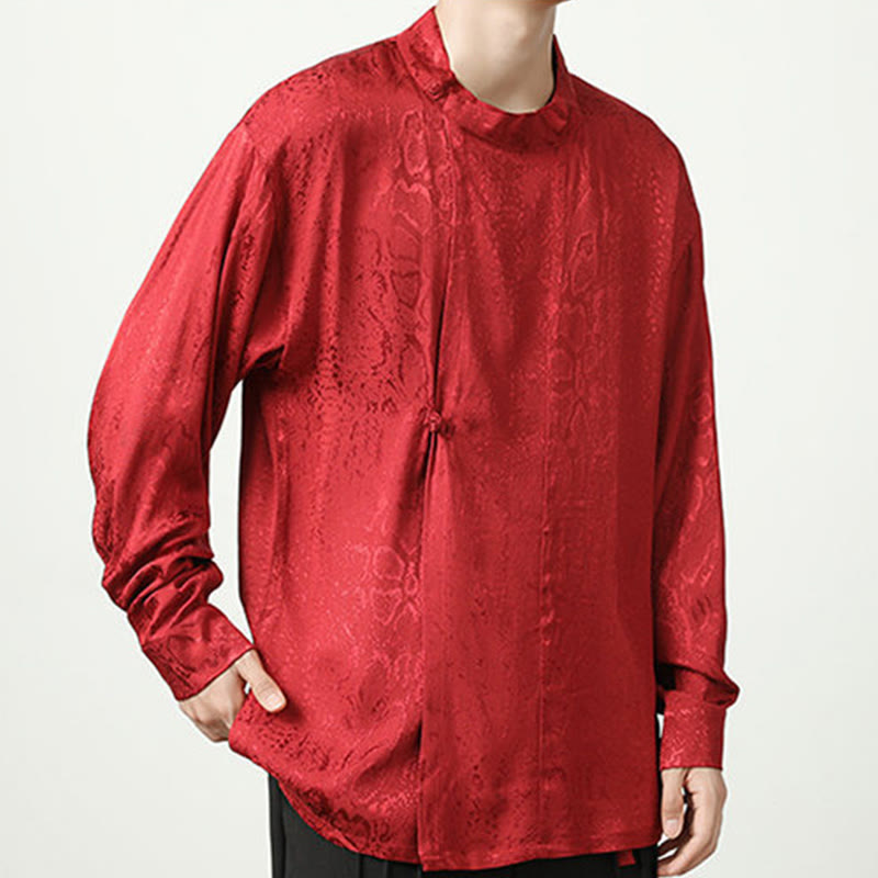 Buddha Stones Fall Jacquard Langarmhemd mit Froschknöpfen Herren Kleidung - image 22