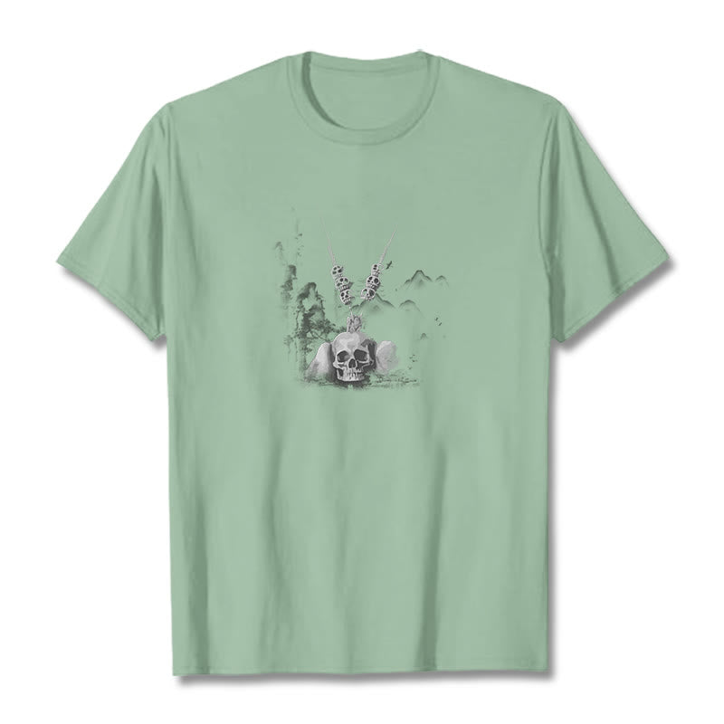 Buddha Stones ​​Tibetischen Der Herr Der Leiche Wald Schädel Anhänger Wolken Design T T-shirt - Blassgrün - 2XL - image 16