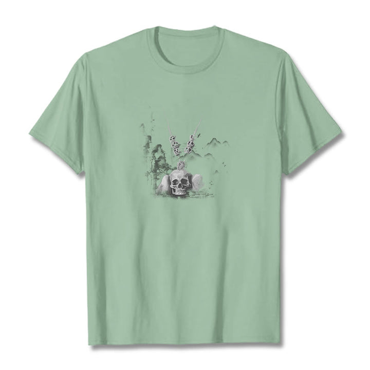 Buddha Stones ​​Tibetischen Der Herr Der Leiche Wald Schädel Anhänger Wolken Design T T-shirt - Blassgrün - 2XL - image 16