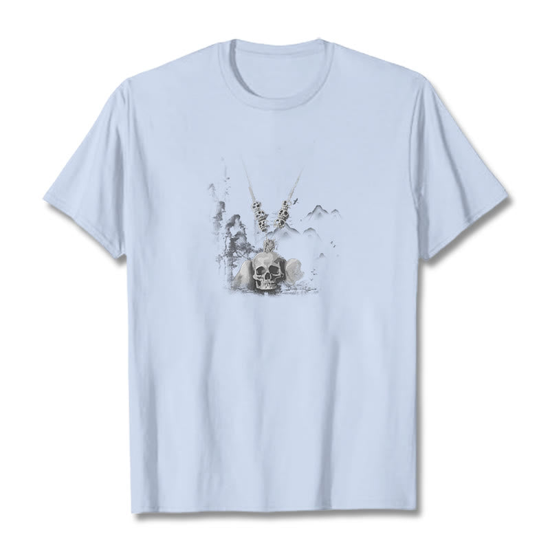 Buddha Stones ​​Tibetischen Der Herr Der Leiche Wald Schädel Anhänger Wolken Design T T-shirt - Helles Cyan - 2XL - image 13