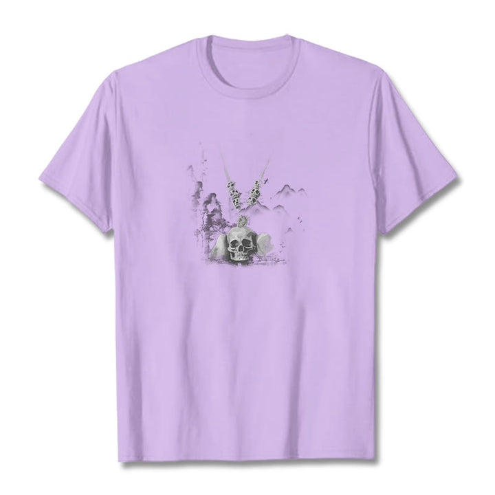 Buddha Stones ​​Tibetischen Der Herr Der Leiche Wald Schädel Anhänger Wolken Design T T-shirt - Pflaume - 2XL - image 18