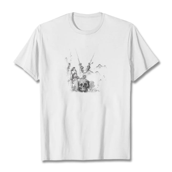 Buddha Stones ​​Tibetischen Der Herr Der Leiche Wald Schädel Anhänger Wolken Design T T-shirt - Weiß - 2XL - image 1