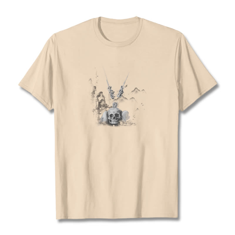 Buddha Stones ​​Tibetischen Der Herr Der Leiche Wald Schädel Anhänger Wolken Design T T-shirt - Bisque - 2XL - image 20