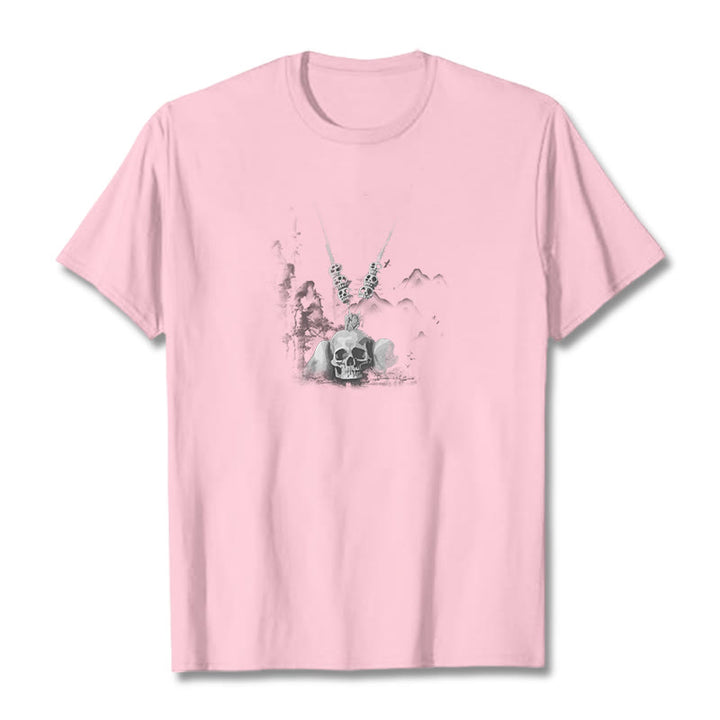 Buddha Stones ​​Tibetischen Der Herr Der Leiche Wald Schädel Anhänger Wolken Design T T-shirt - Hellrosa - 2XL - image 14