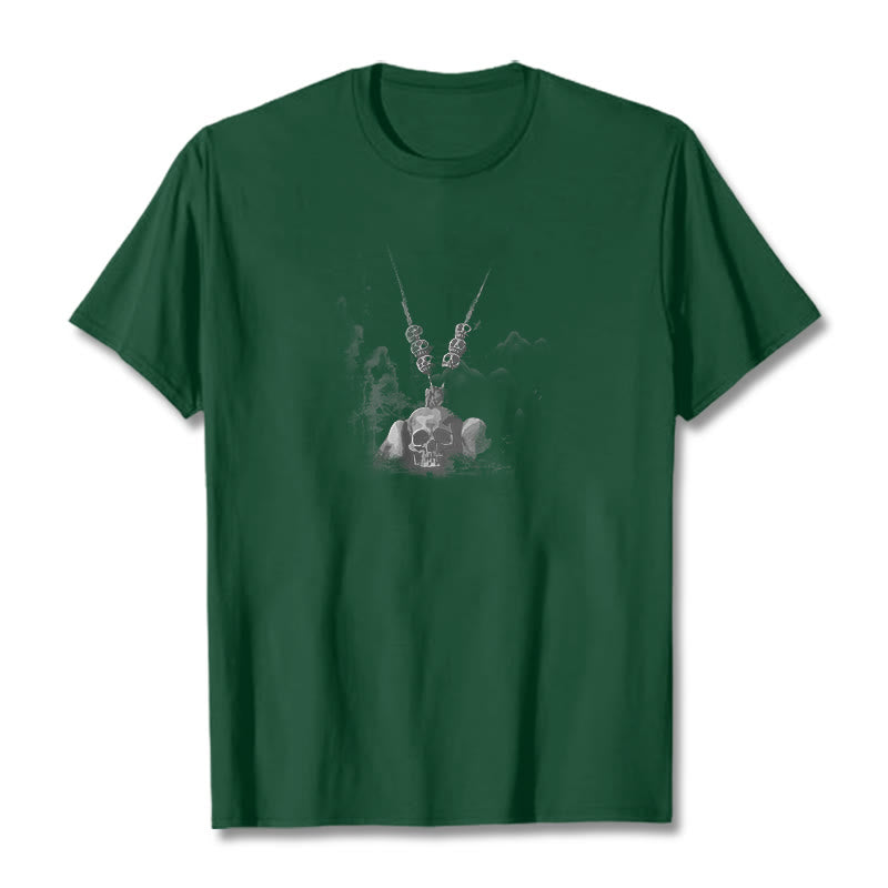 Buddha Stones ​​Tibetischen Der Herr Der Leiche Wald Schädel Anhänger Wolken Design T T-shirt - Waldgrün - 2XL - image 11
