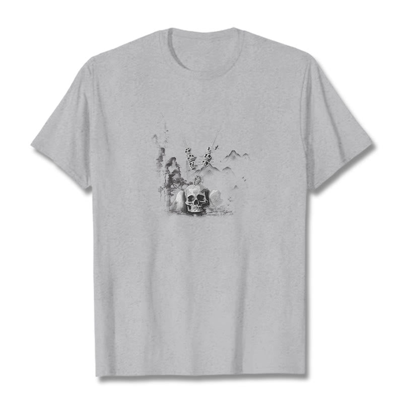 Buddha Stones ​​Tibetischen Der Herr Der Leiche Wald Schädel Anhänger Wolken Design T T-shirt - Hellgrau - 2XL - image 22