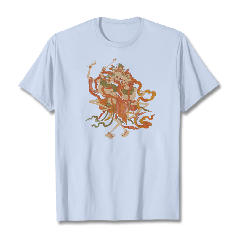 Buddha Stones ​​Tibetischen Bunte Die Herr Der Leiche Wald Muster T T-shirt - Hellcyan - 2XL - image 14
