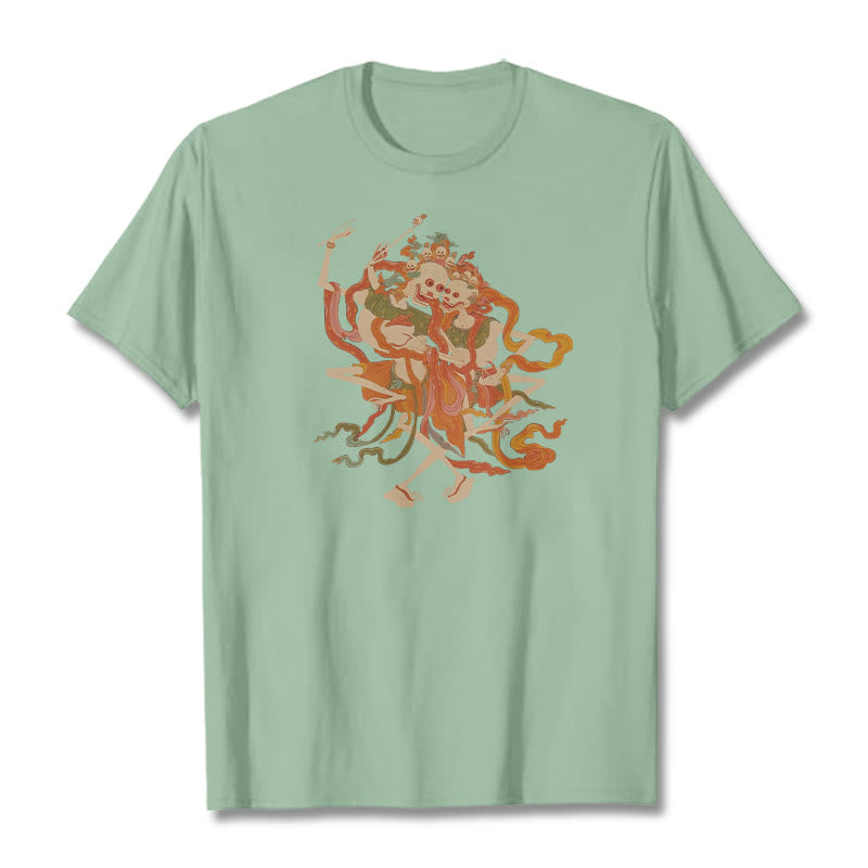 Buddha Stones ​​Tibetischen Bunte Die Herr Der Leiche Wald Muster T T-shirt - Hellgrün - 2XL - image 17