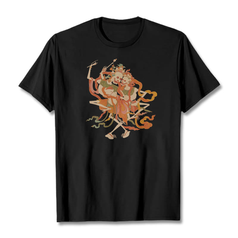 Buddha Stones ​​Tibetischen Bunte Die Herr Der Leiche Wald Muster T T-shirt - Schwarz - 2XL - image 5