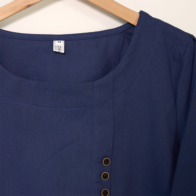 Buddha Stones Casual Löwenzahn Langarm Rundhals Shirt Baumwolle Leinen Damen Shirts - image 3