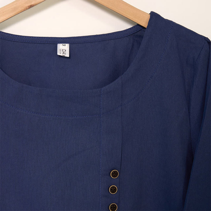 Buddha Stones Casual Löwenzahn Langarm Rundhals Shirt Baumwolle Leinen Damen Shirts - image 3