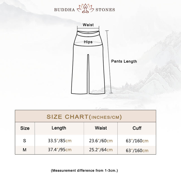 Buddha Stones Damen-Hose, lässig, lockere Hose aus Baumwollleinen, weites Bein für Yoga und Tanz - image 5