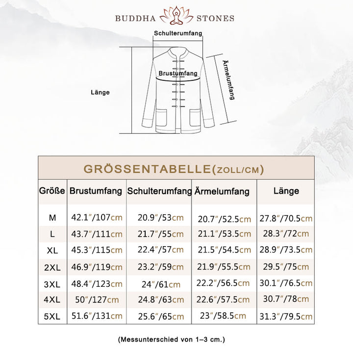 Buddha Stones, Frosch-Knopf, chinesischer Tang-Anzug, Kranich-Charakter, langes Hemd, Baumwolle, Wildleder, Herrenjacke, Kleidung - image 5