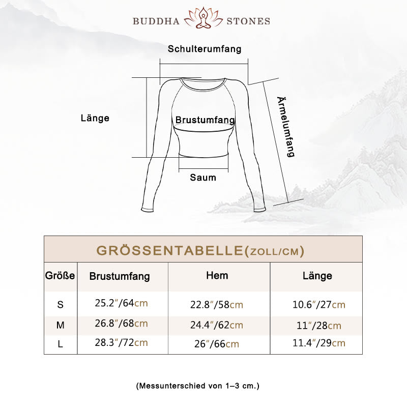 Buddha Stones Farbverlauf Langarm Crop Top T-Shirt BH Leggings Hose Fitness Yoga Outfit - image 5