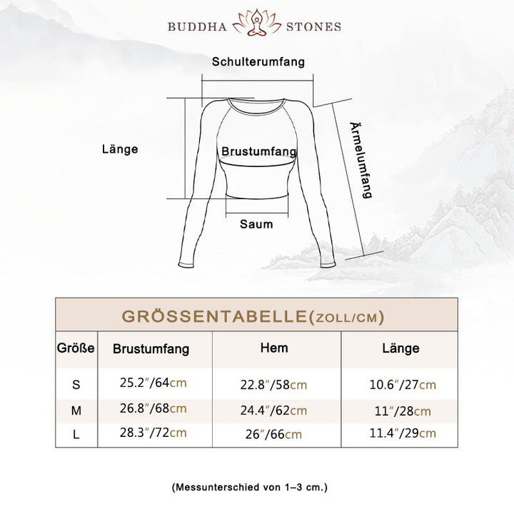 Buddha Stones Farbverlauf Langarm Crop Top T-Shirt BH Leggings Hose Fitness Yoga Outfit - image 5