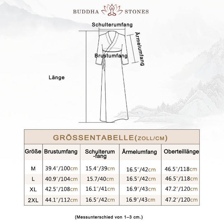 Buddha Stones ​​Hanfu-Stil Midikleid mit weitem Bein, Kleidung für Meditation, Zen-Praxis, Yoga und Tanz - image 5