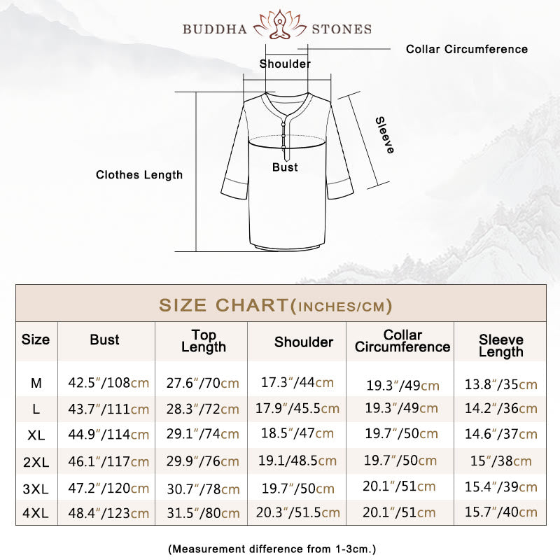 Buddha Stones, einfarbiges traditionelles Kurzarm-T-Shirt und Hose, Herren-Set - image 4