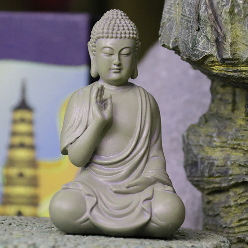 Buddha Stones, kleine Meditations- und Gebetsstatue aus Kunstharz, Mitgefühl, Dekoration für den Schreibtisch zu Hause - image 7
