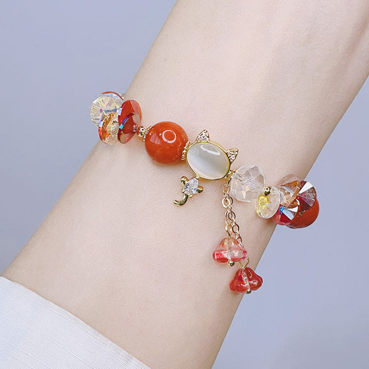 Buddha Stones Amethyst Grün Kristall Rot Kristall Katze Balance Armband - image 14