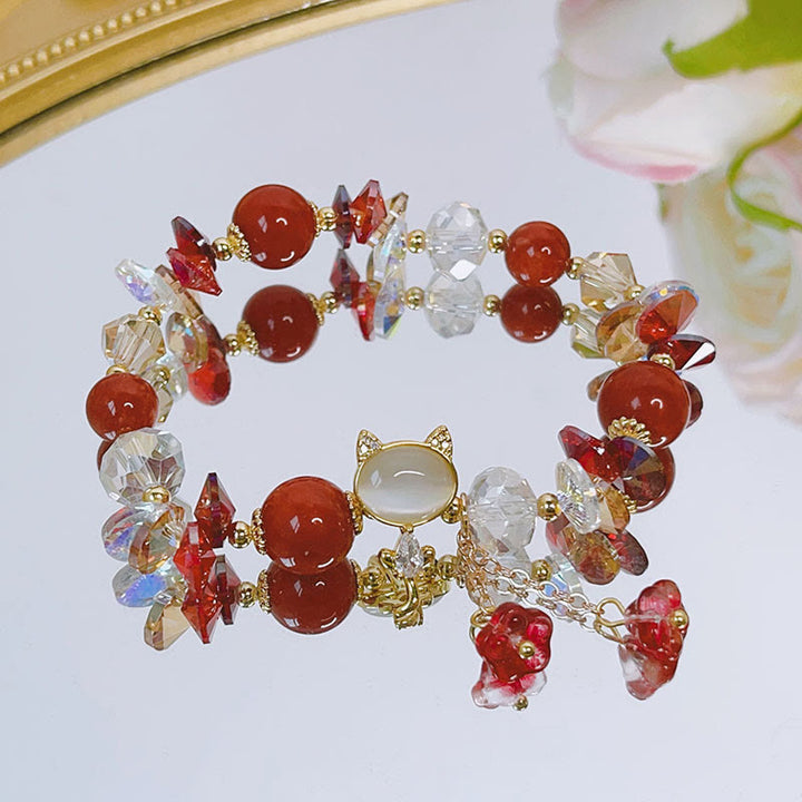 Buddha Stones Amethyst Grün Kristall Rot Kristall Katze Balance Armband - image 11