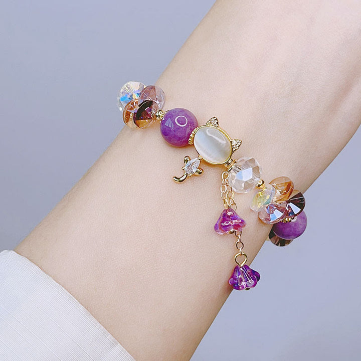 Buddha Stones Amethyst Grün Kristall Rot Kristall Katze Balance Armband