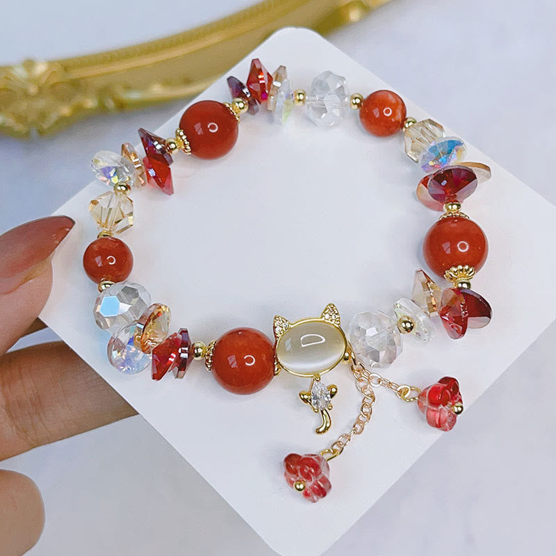 Buddha Stones Amethyst Grün Kristall Rot Kristall Katze Balance Armband - image 12