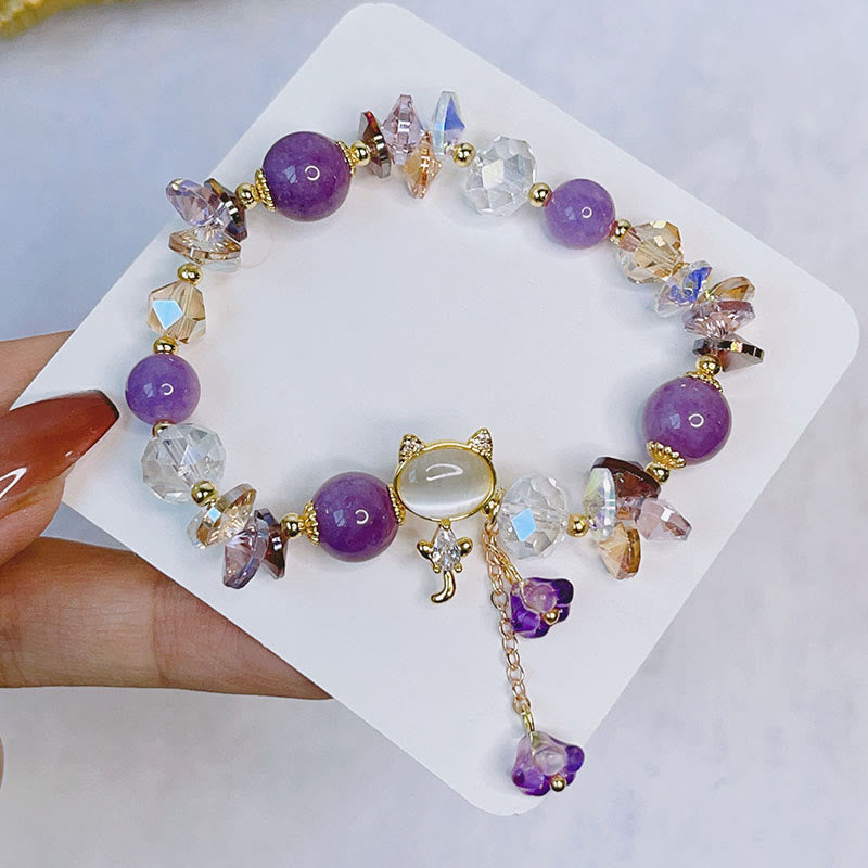 Buddha Stones Amethyst Grün Kristall Rot Kristall Katze Balance Armband - image 2