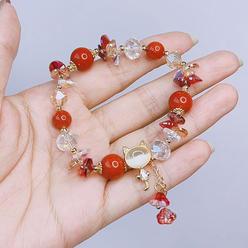 Buddha Stones Amethyst Grün Kristall Rot Kristall Katze Balance Armband - image 13