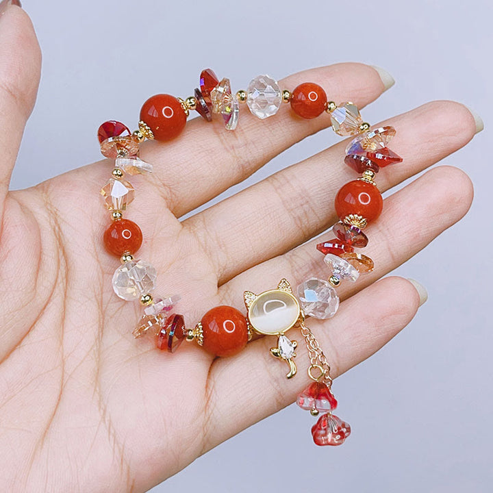 Buddha Stones Amethyst Grün Kristall Rot Kristall Katze Balance Armband - image 13