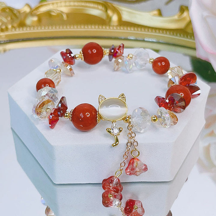 Buddha Stones Amethyst Grün Kristall Rot Kristall Katze Balance Armband - image 15