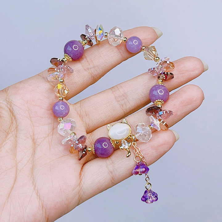 Buddha Stones Amethyst Grün Kristall Rot Kristall Katze Balance Armband - image 3