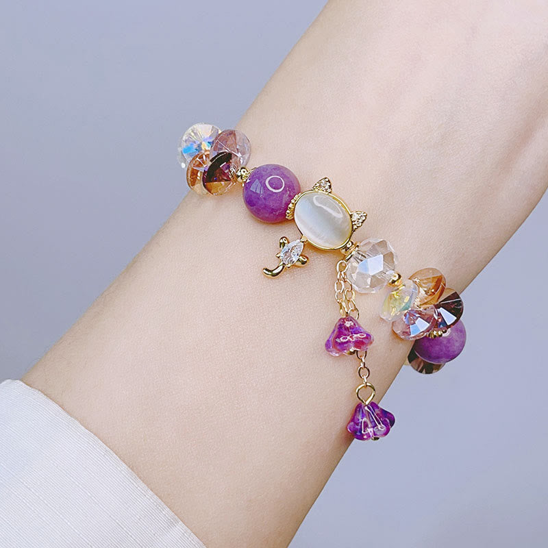 Buddha Stones Amethyst Grün Kristall Rot Kristall Katze Balance Armband - image 4