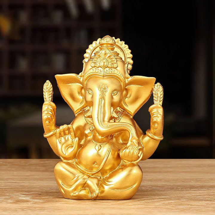 Buddha Stones, Ganesh Ganpati, Elefanten-Statue, Transformation, Heimdekoration aus Kunstharz - Goldener Ganesh - 8,5 x 5 x 11,5 cm - image 0