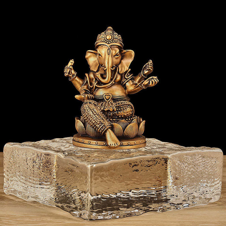 Buddha Stones ​​Mini Kleine Ganesh Ganpati Elefant Meditation Statue Reflexion Hause Harz Dekoration - Bronzener Ganesh - Klein, 9 x 7,5 x 11 cm - image 14