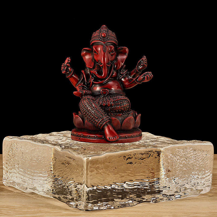 Buddha Stones ​​Mini Kleine Ganesh Ganpati Elefant Meditation Statue Reflexion Hause Harz Dekoration - Roter Ganesh - Klein, 9 x 7,5 x 11 cm - image 16