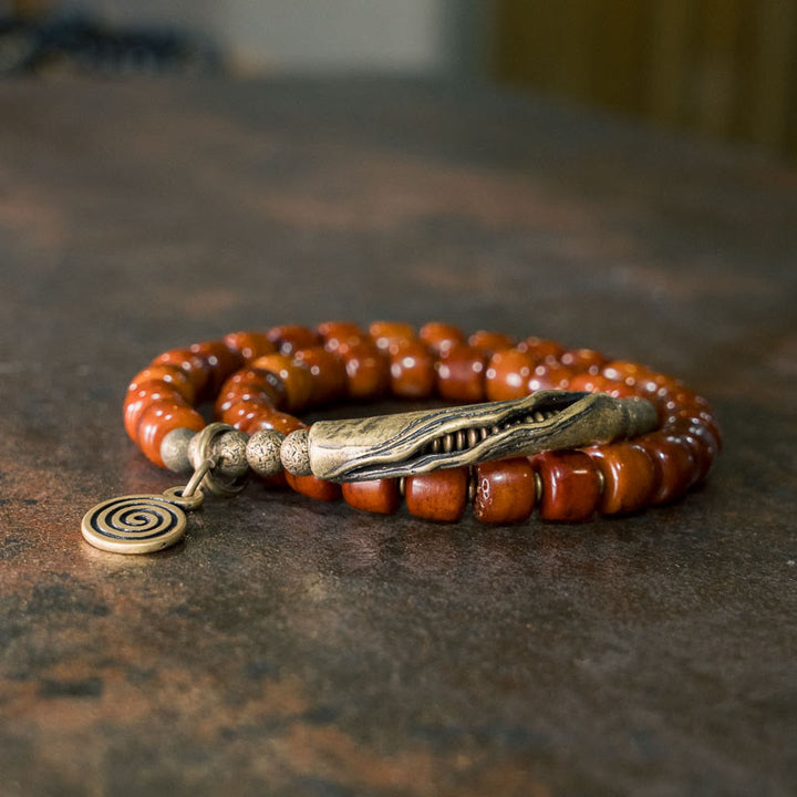 Buddha Stones Yak-Knochen-Kupfer-Balance-Armband, doppelt gewickelt