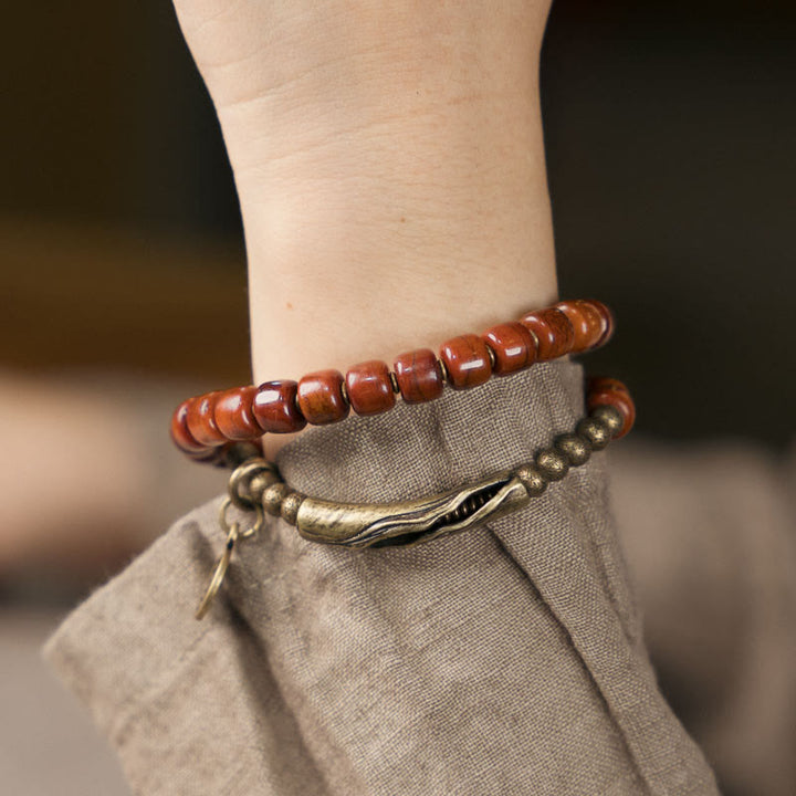 Buddha Stones Yak-Knochen-Kupfer-Balance-Armband, doppelt gewickelt