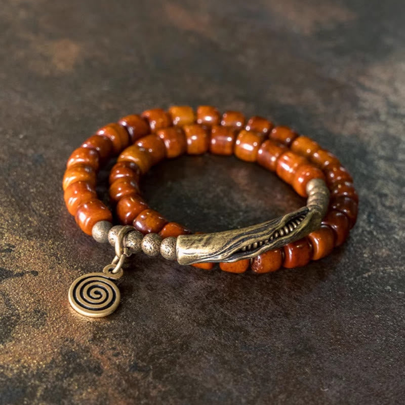 Buddha Stones Yak-Knochen-Kupfer-Balance-Armband, doppelt gewickelt